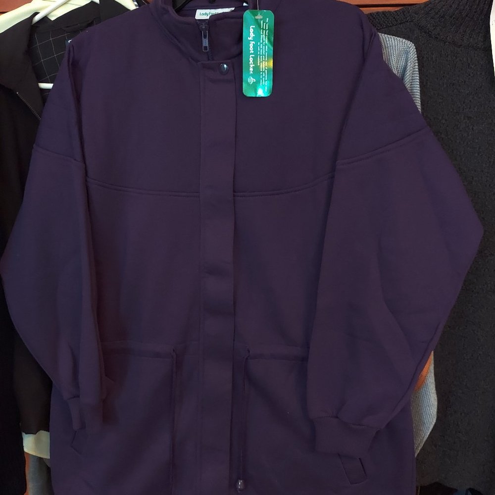 Lady Foot Locker Purple Sweat Track Suit Size Med. New w/Tag Full Zip Jacket.